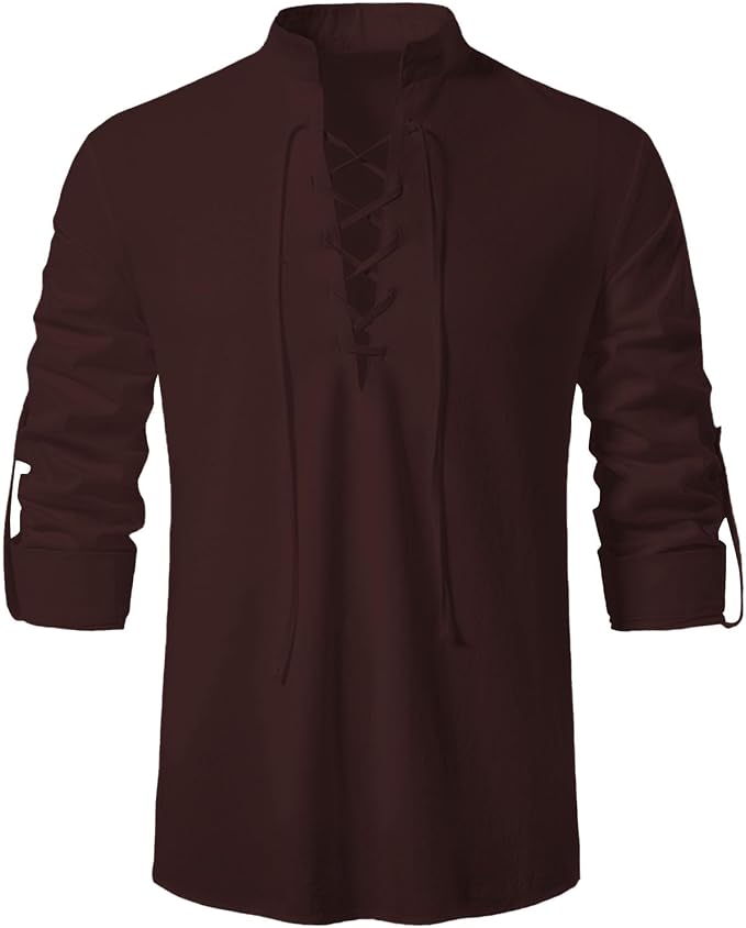 Mens Retro Viking Henley Shirt 04