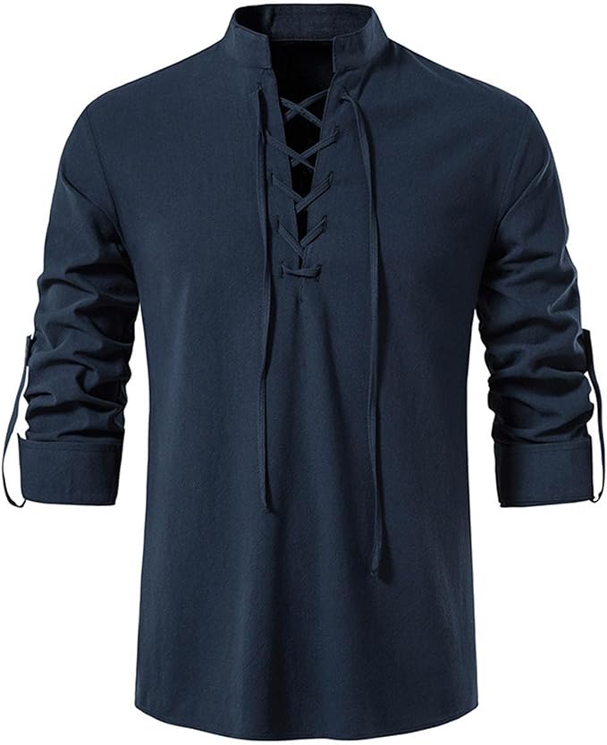 Mens Retro Viking Henley Shirt 03