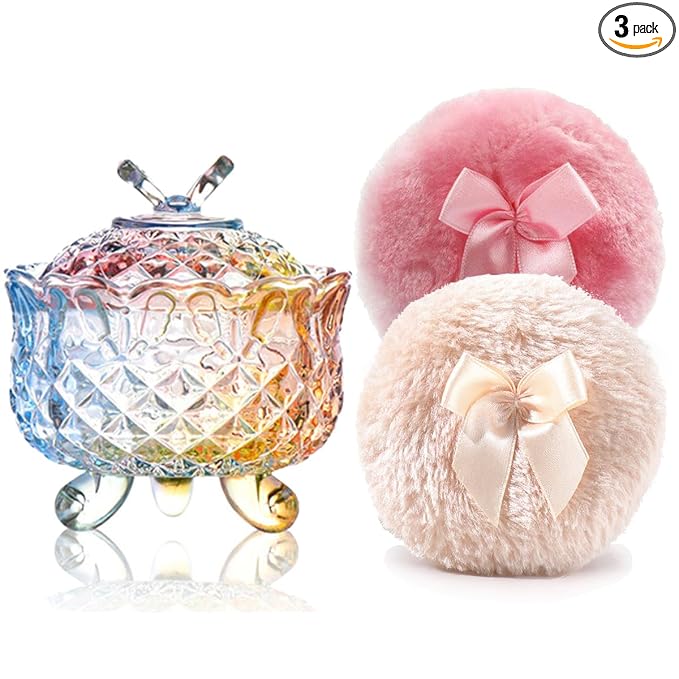 1 Beige 1 Pink Bow Puffs with Butterfly-Colorful