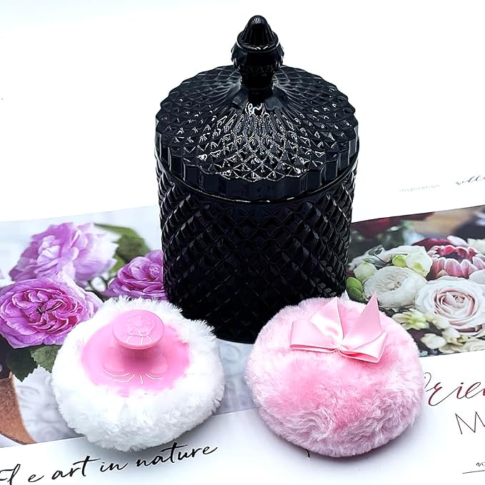 1 Handle 1 Bow Pink Puffs with Pointed Cylinder-Black-Large