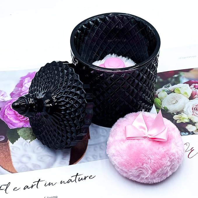 1 Handle 1 Bow Pink Puffs with Pointed Cylinder-Black-Large