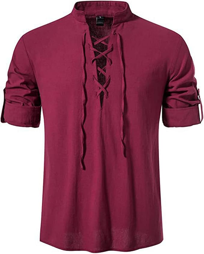 Mens Retro Viking Henley Shirt 02