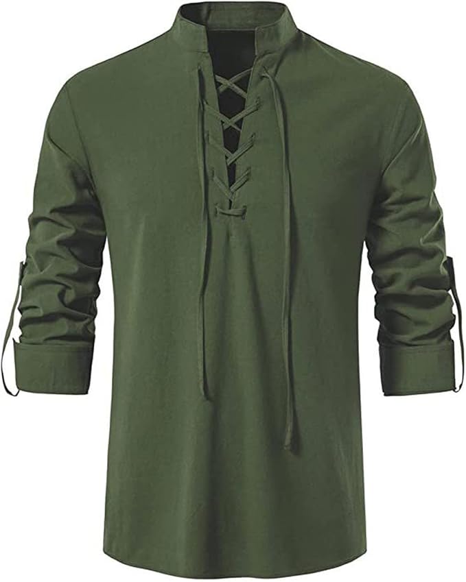 Mens Retro Viking Henley Shirt 01