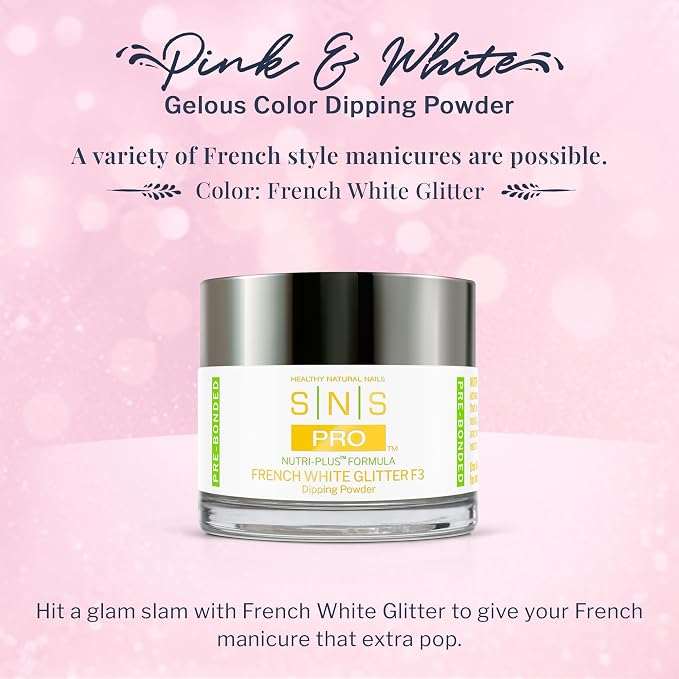 French White Glitter Dip Powder F3