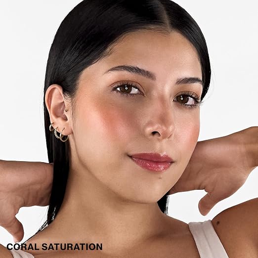 03 - Coral Saturation (Warm gold highlighter, coral blush, poppy pink blush, tan contour)