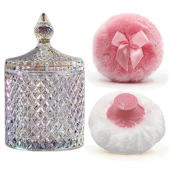 1 Handle 1 Bow Pink Puffs with Pointed Cylinder-Dazzling Colors-Large