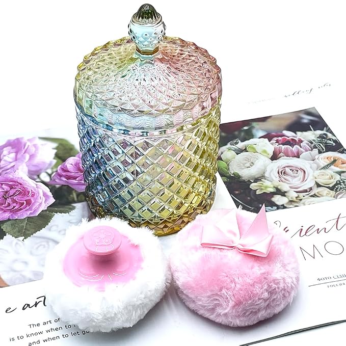 1 Handle 1 Bow Pink Puffs with Pointed Cylinder-Colorful-Large