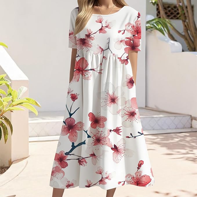 Floral Red Beige