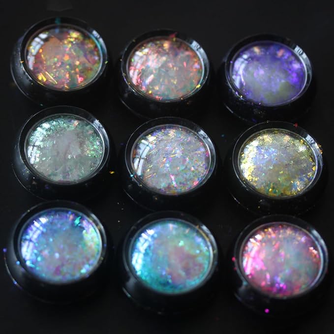 9 white chameleon flakes set