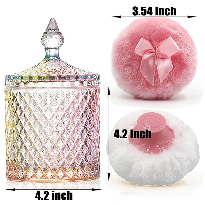 1 Handle 1 Bow Pink Puffs with Pointed Cylinder-Colorful-Large