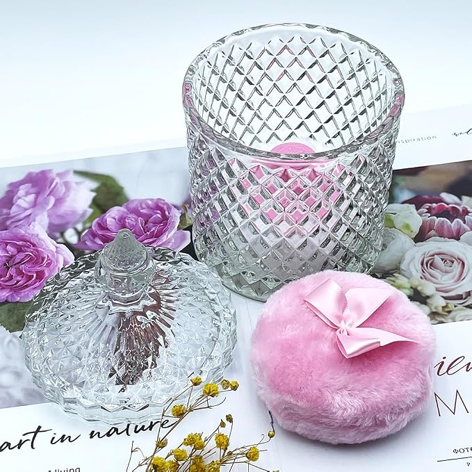 1 Handle 1 Bow Pink Puffs with Pointed Cylinder-Clear-Large