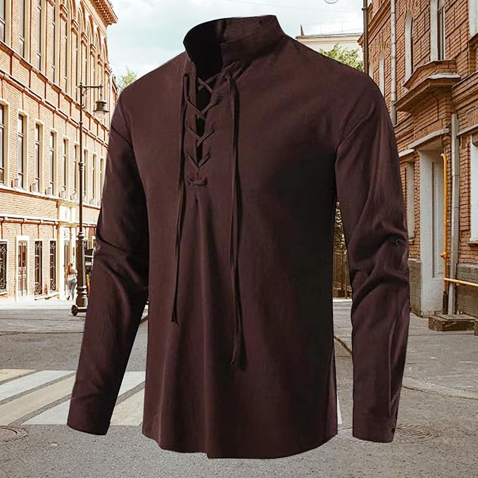 Mens Retro Viking Henley Shirt 04