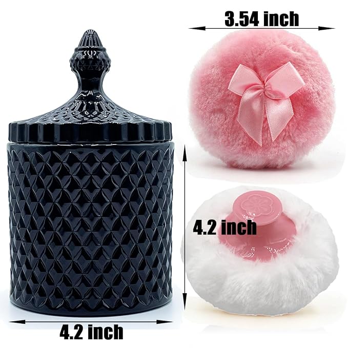 1 Handle 1 Bow Pink Puffs with Pointed Cylinder-Black-Large