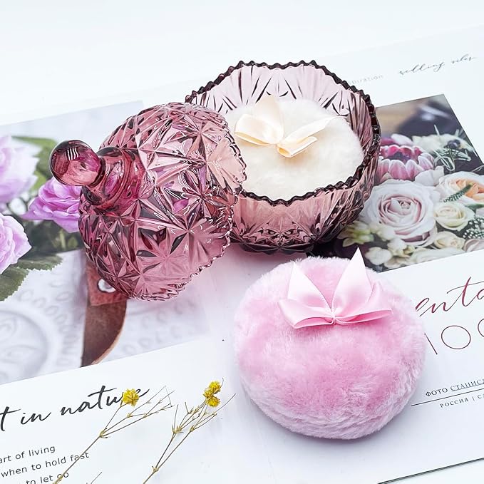 1 Beige 1 Pink Bow Puffs with Crown-Purplish Red