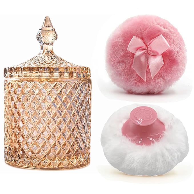 1 Handle 1 Bow Pink Puffs with Pointed Cylinder-Amber-Large