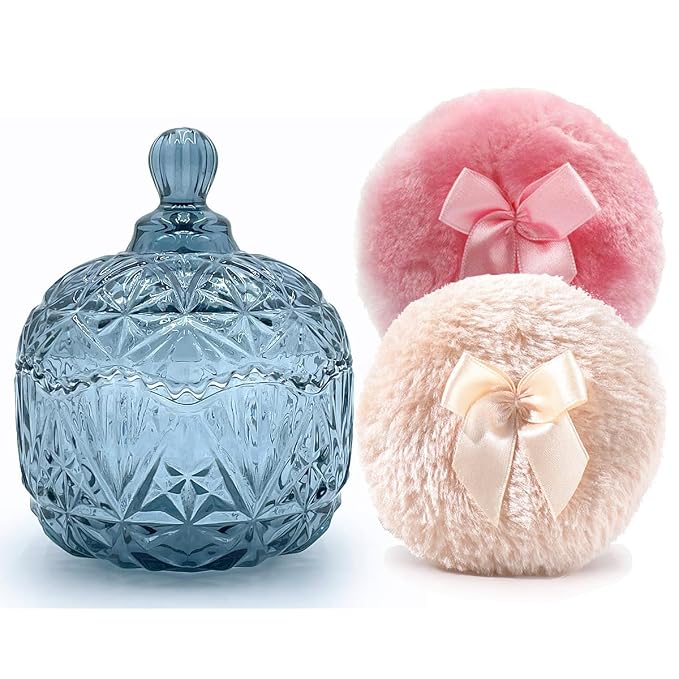 1 Beige 1 Pink Bow Puffs with Crown-Grey Blue