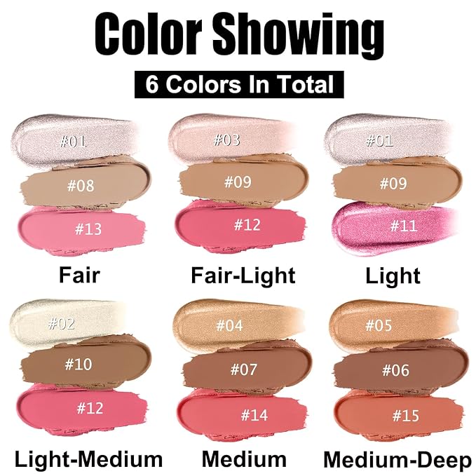 2pcs-101+102+ Fair-Light Contour/Porcelain+ Nude+#03,#09,#12