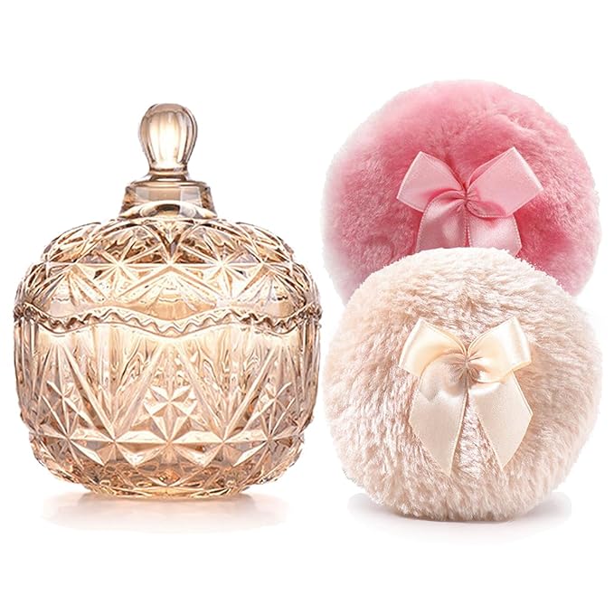 1 Beige 1 Pink Bow Puffs with Crown-Amber