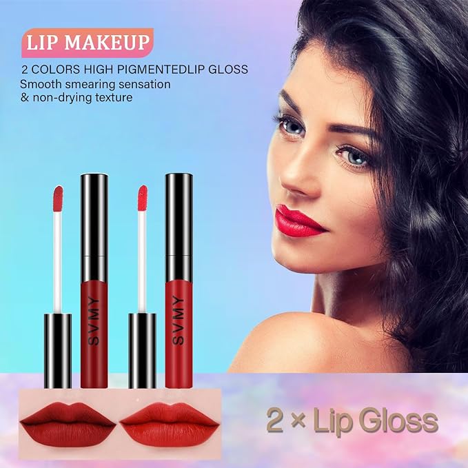 14 Colors Eyeshadow 02 + Eyebrow Powder + 2 Lip Gloss