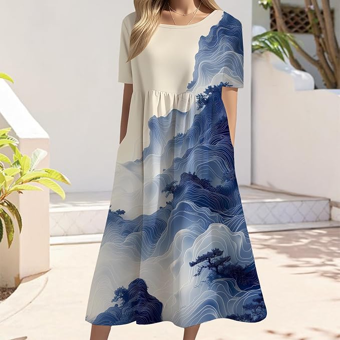 Wave Blue White