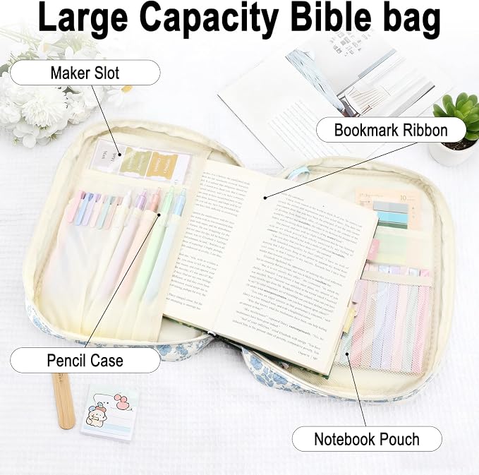 Ba-bible cover case with highlighters pens tabs