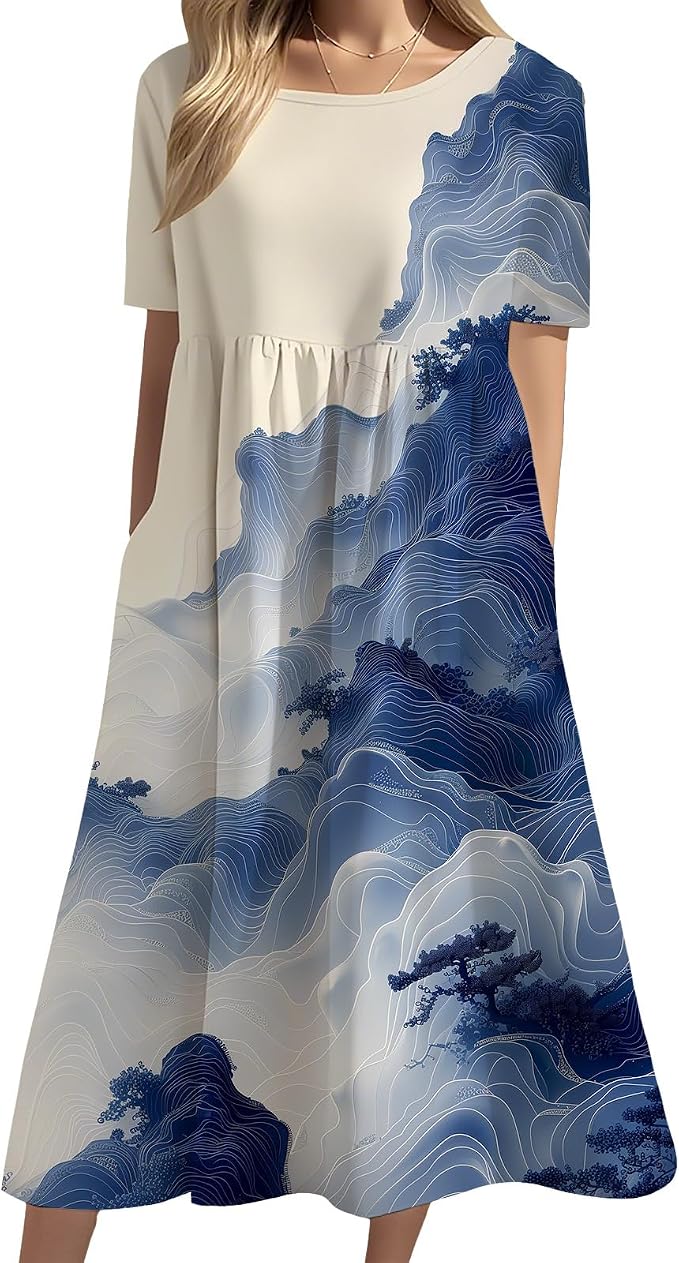 Wave Blue White