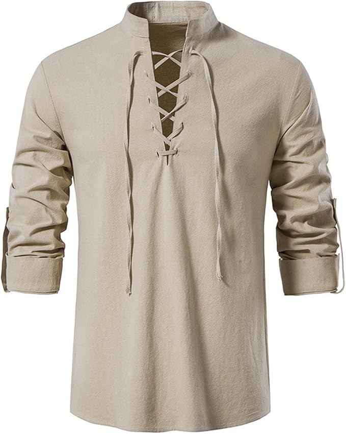 Mens Retro Viking Henley Shirt 05