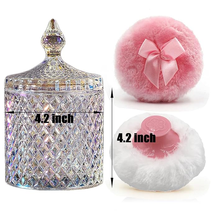 1 Handle 1 Bow Pink Puffs with Pointed Cylinder-Dazzling Colors-Large