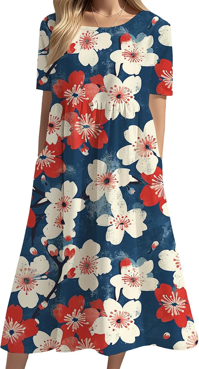 Floral Red Blue