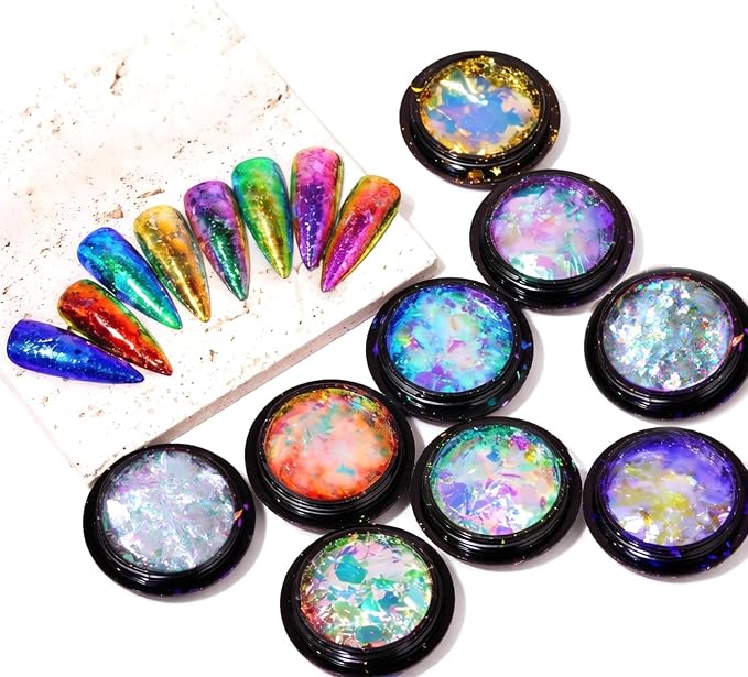 9 white chameleon flakes set