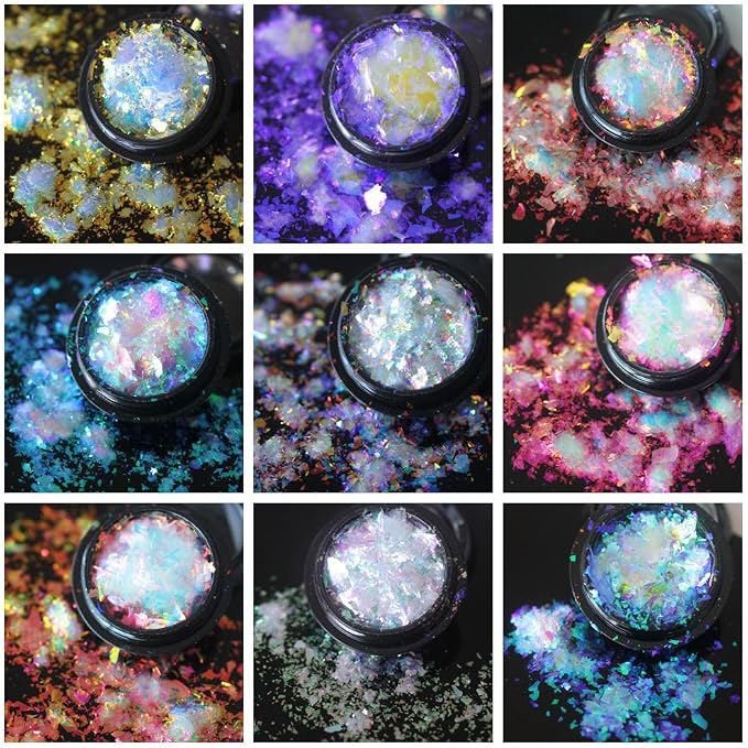 9 white chameleon flakes set