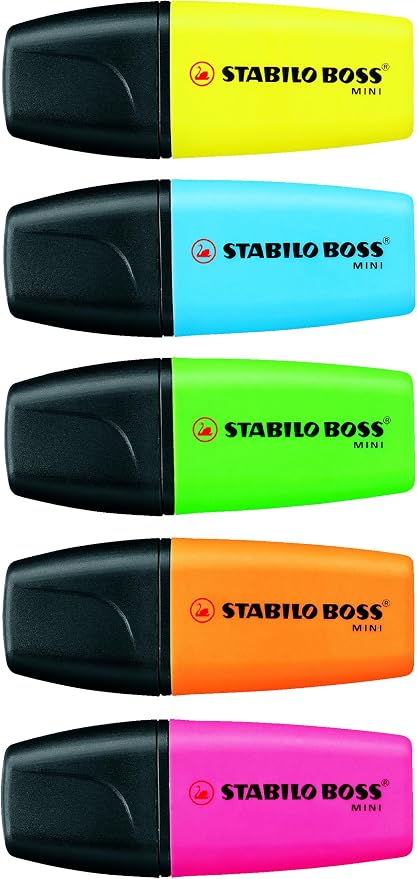 Yellow, Orange, Pink, Green, and Blue