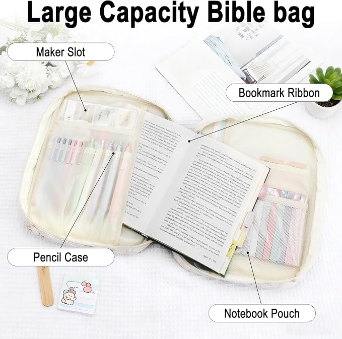 Bc-bible cover case with highlighters pens tabs