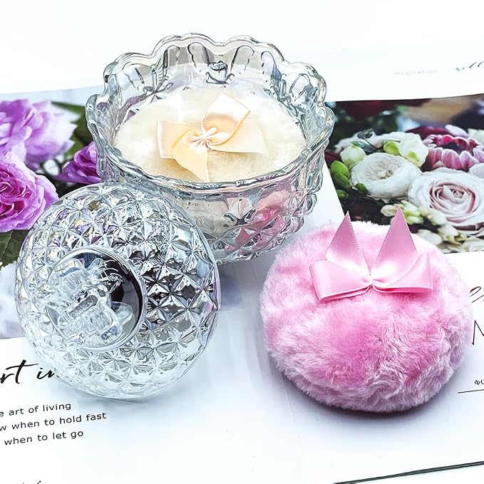 1 Beige 1 Pink Bow Puffs with Butterfly-Dazzling Color