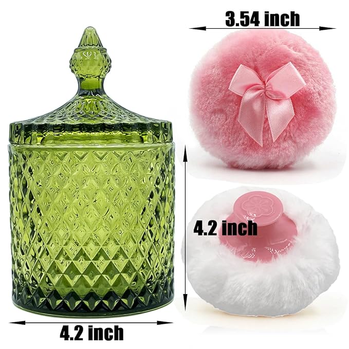 1 Handle 1 Bow Pink Puffs with Pointed Cylinder-Olive Green-Large