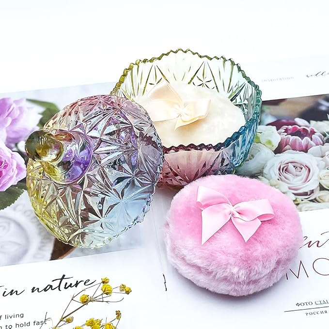 1 Beige 1 Pink Bow Puffs with Crown-Colorful