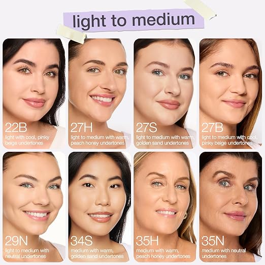 27S light-medium sand (light to medium skin with warm, golden undertones)