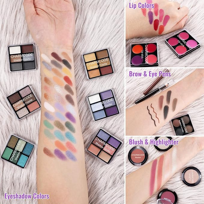 Purple Train Case with Makeup Kit