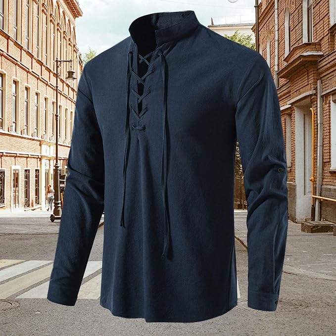 Mens Retro Viking Henley Shirt 03