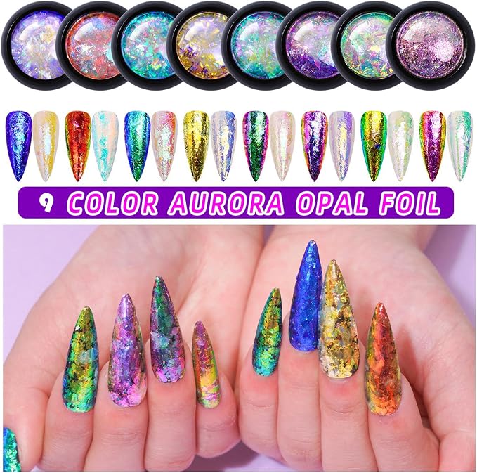 9 white chameleon flakes set