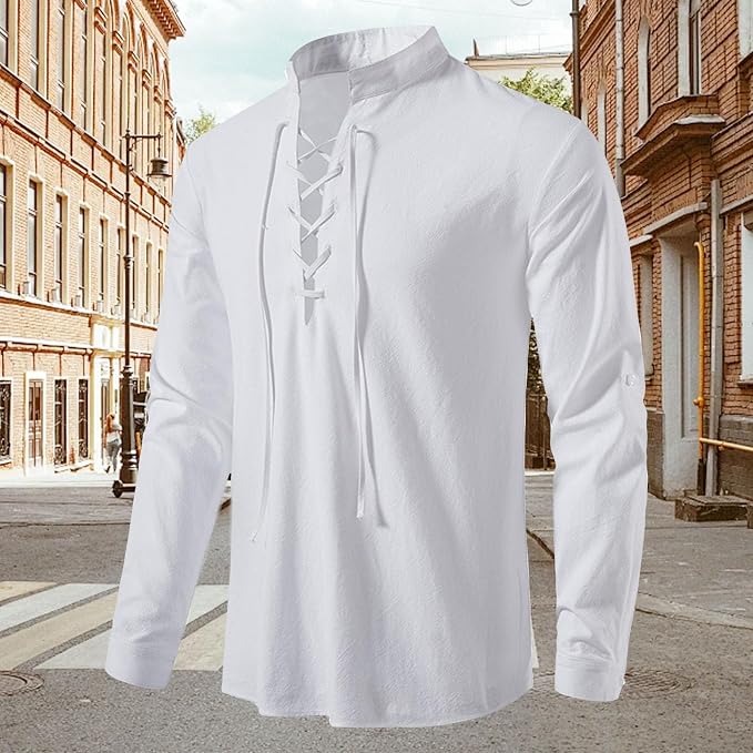 Mens Retro Viking Henley Shirt 08