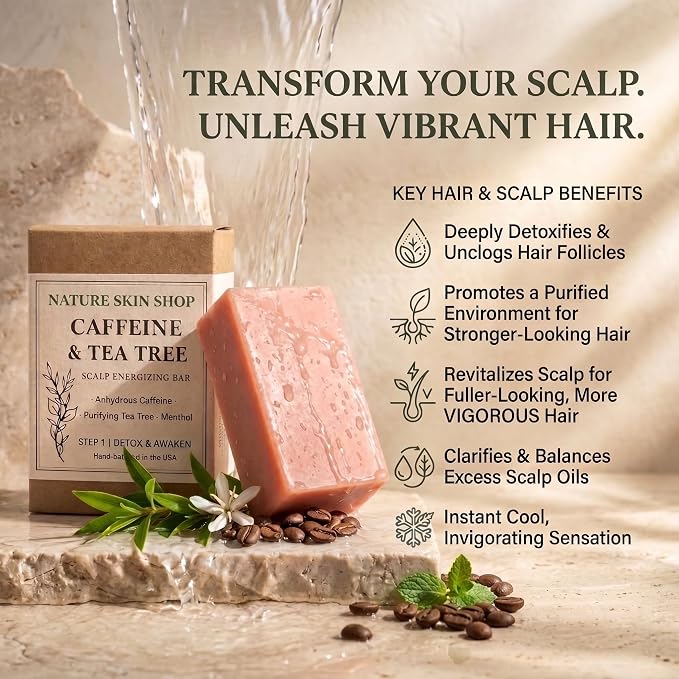 CAFFEINE HAIR LOSS ORGANIC SHAMPOO BAR WITH TEA TREE OI