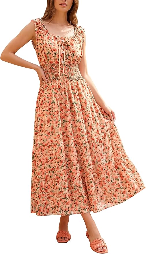 Orange Green Floral