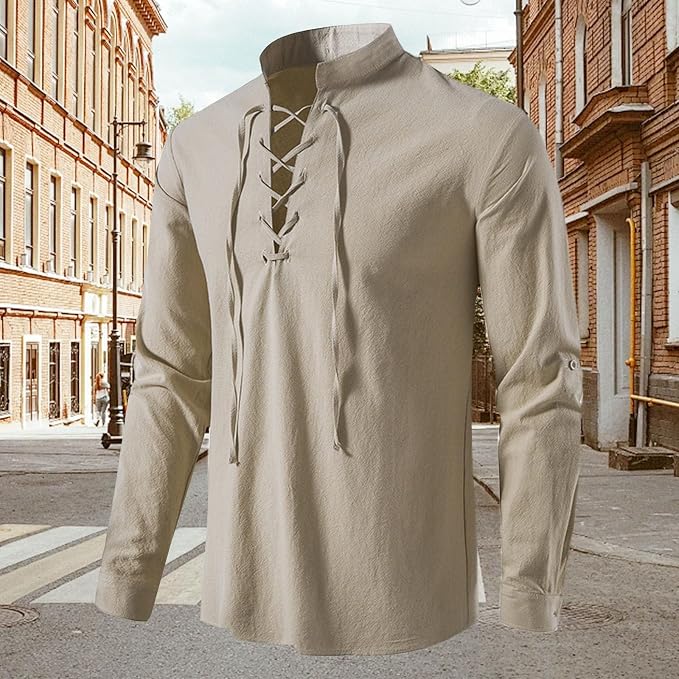 Mens Retro Viking Henley Shirt 05