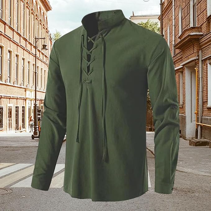 Mens Retro Viking Henley Shirt 01