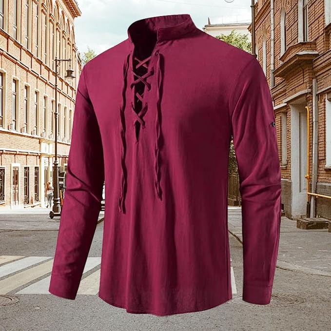 Mens Retro Viking Henley Shirt 02