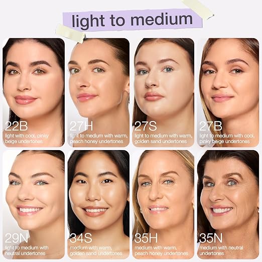27H light-medium honey (light to medium skin with warm, peach undertones )