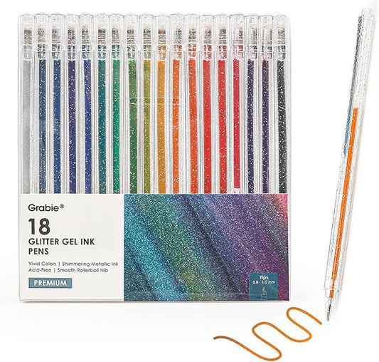 18 Colors Capped Glitter Gel Pens