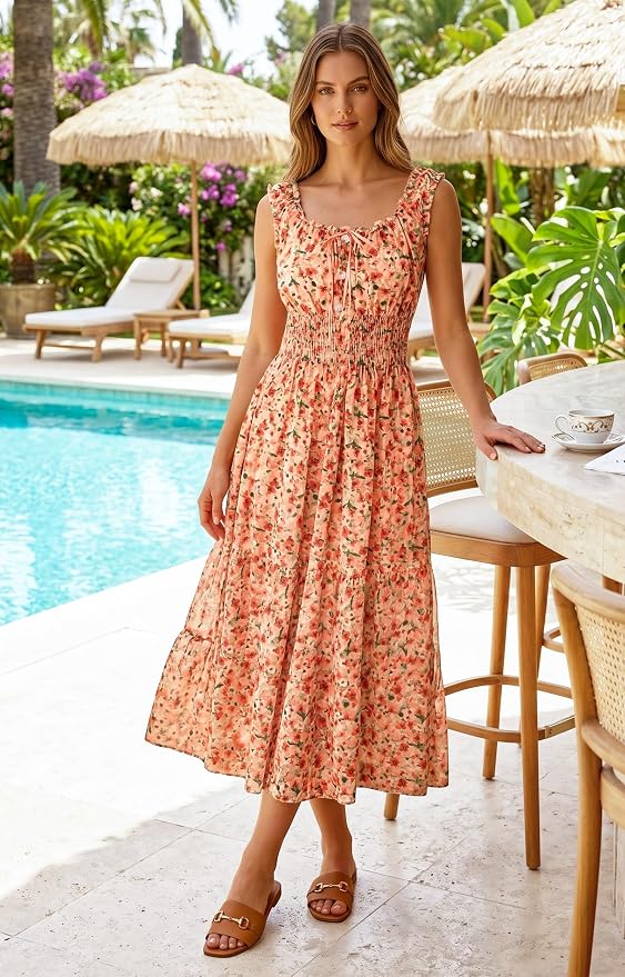 Orange Green Floral