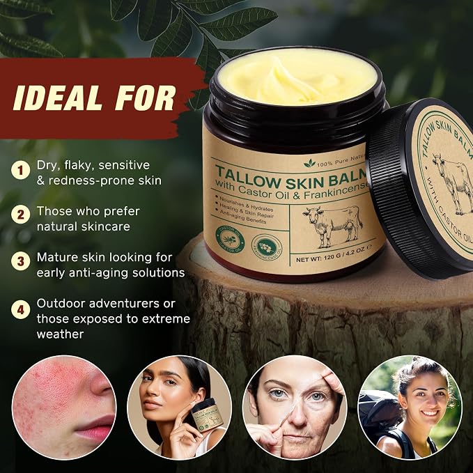2 Pack Beef Tallow Castor Oil